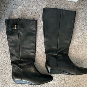 Steve Madden INTYCE Black Leather Boots w/Adjustable Calf
